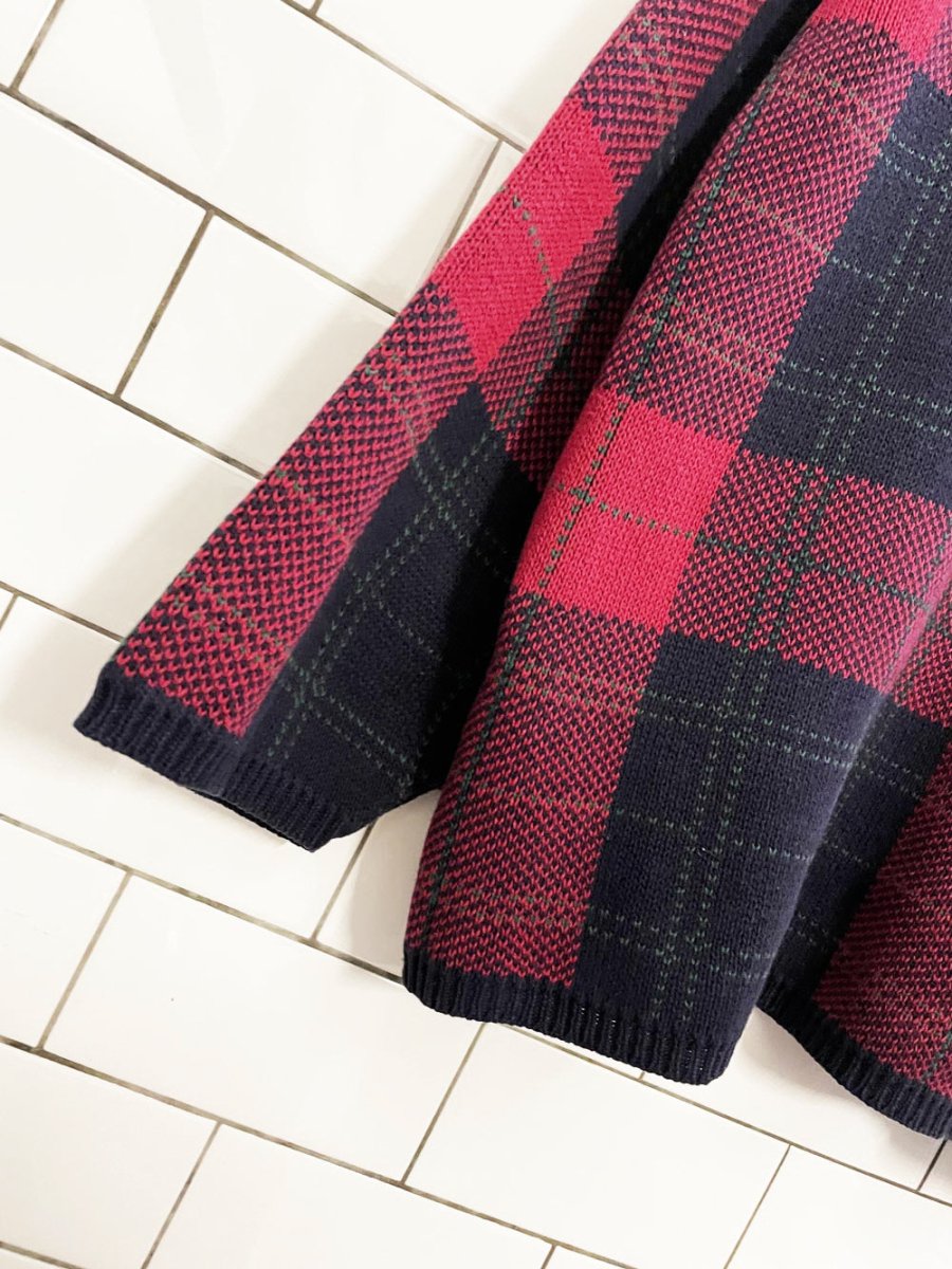 vintage 00s tabi check cotton - knit sweater - good market thrift store