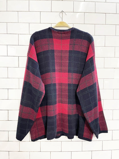 vintage 00s tabi check cotton - knit sweater - good market thrift store