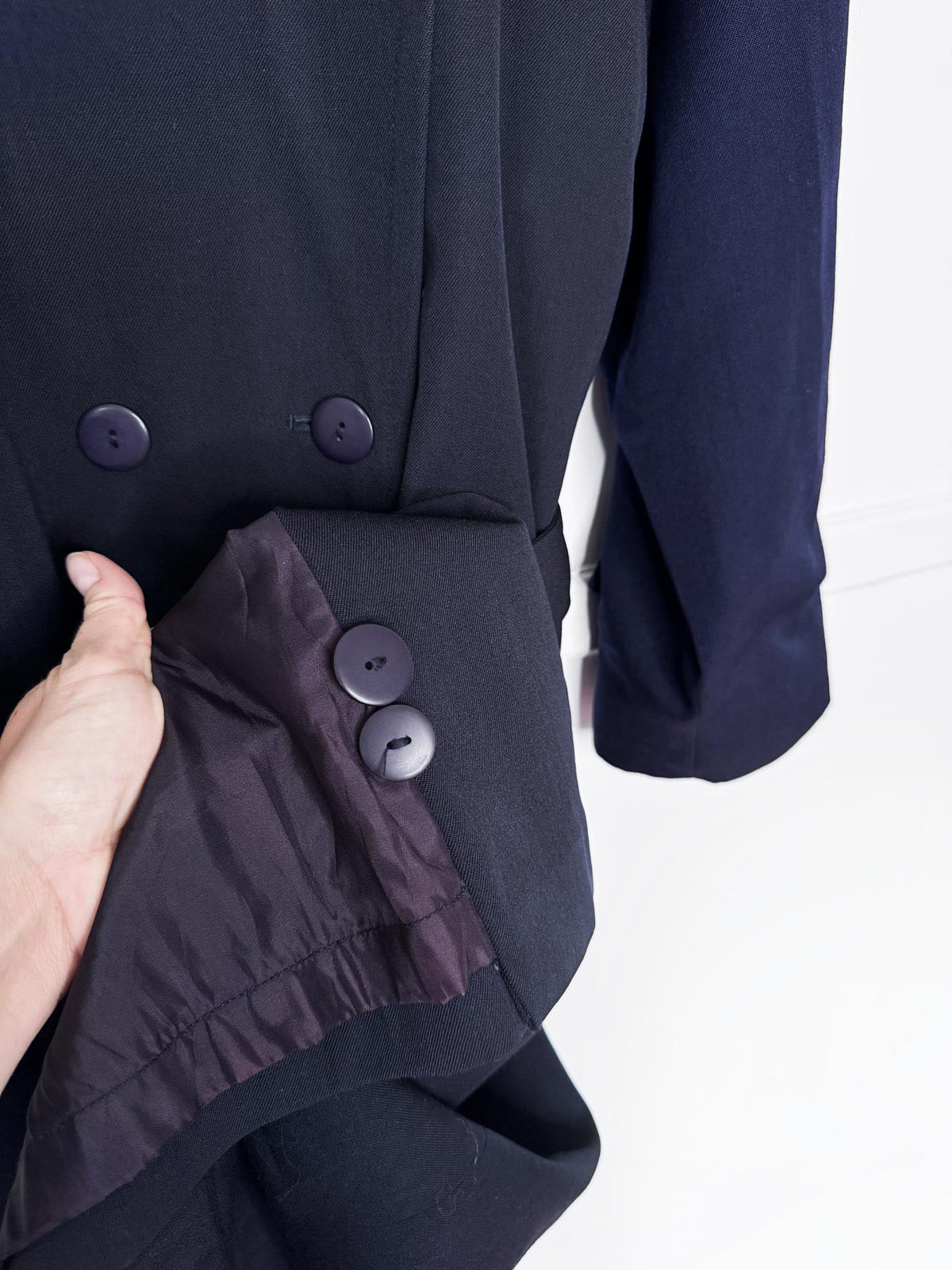 vintage 100% wool cape back belted trench coat