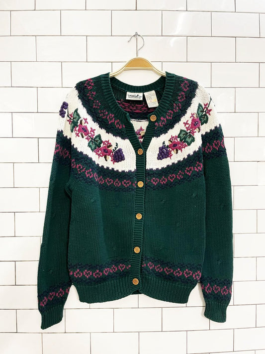 vintage 90s northern reflections fall fair isle knit cardigan - good market thrift store