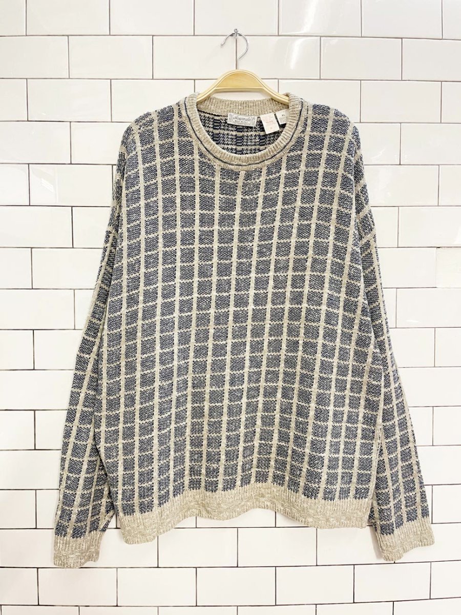 vintage avamrata linen - blend windowpane knit sweater | harry rosen - good market thrift store