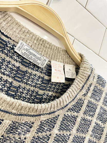 vintage avamrata linen - blend windowpane knit sweater | harry rosen - good market thrift store