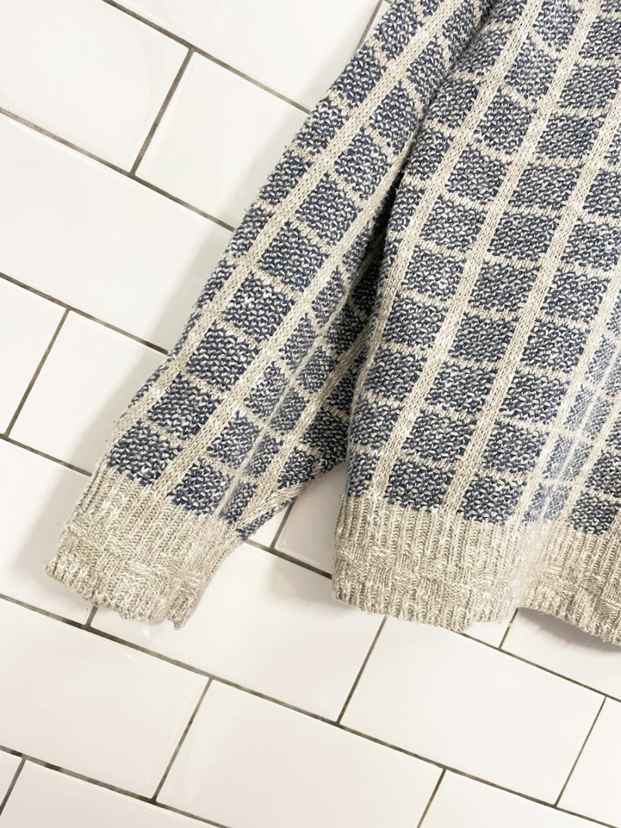 vintage avamrata linen - blend windowpane knit sweater | harry rosen - good market thrift store