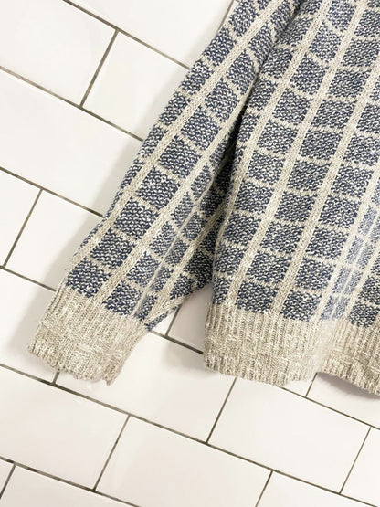 vintage avamrata linen - blend windowpane knit sweater | harry rosen - good market thrift store