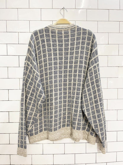 vintage avamrata linen - blend windowpane knit sweater | harry rosen - good market thrift store