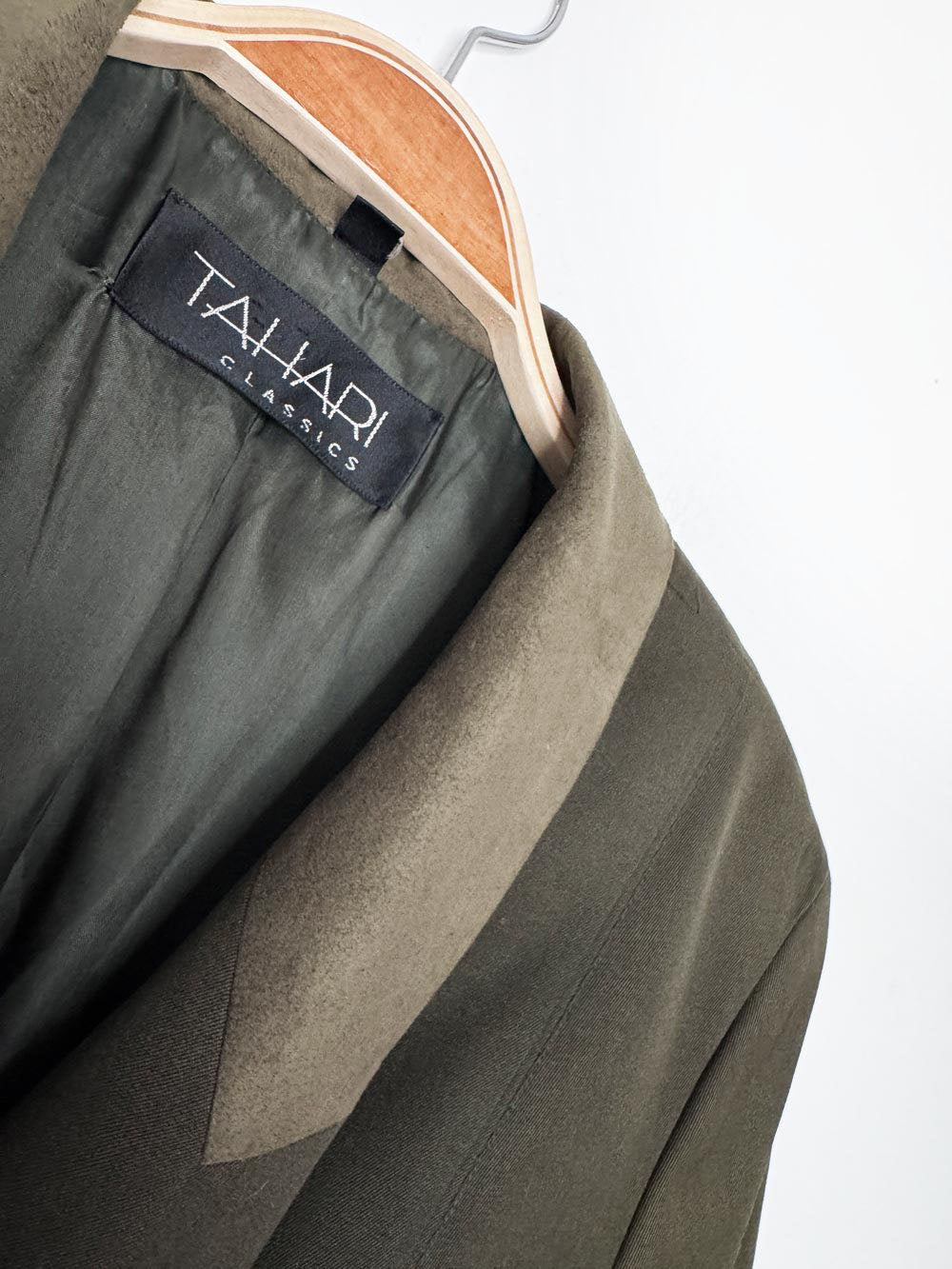 vintage 90s tahari suede collar 100% wool double breasted trench coat