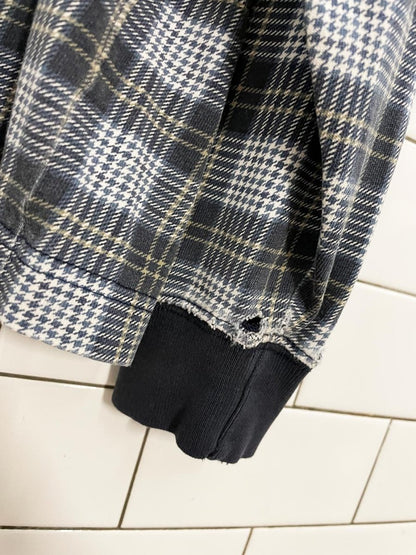 vintage structure plaid contrast collar long sleeve polo - good market thrift store