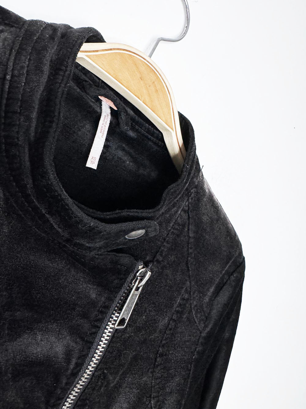 free people lacey stretch velvet biker jacket