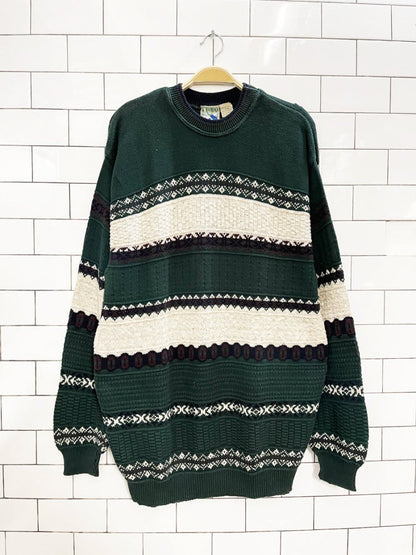 vintage 90s tt&co cottage knit dad sweater - good market thrift store