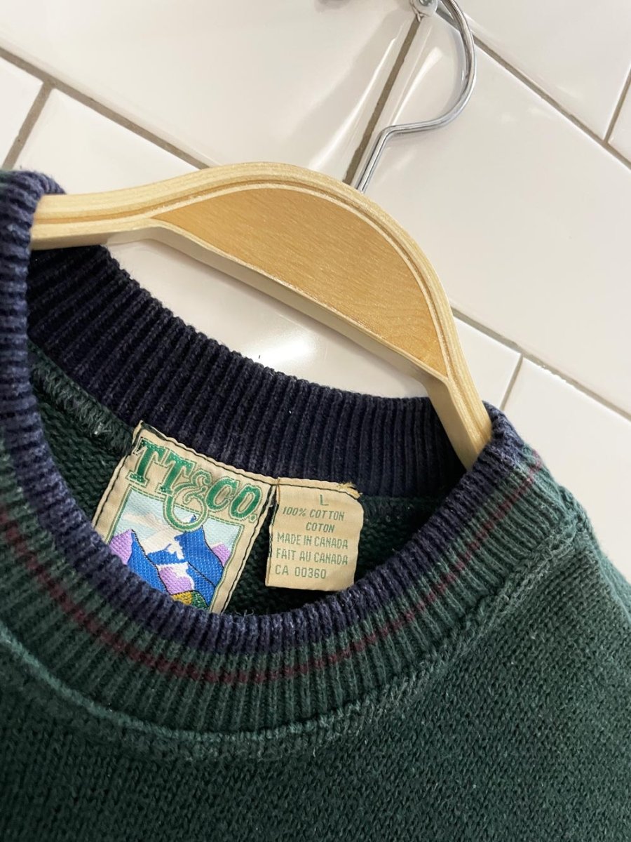 vintage 90s tt&co cottage knit dad sweater - good market thrift store