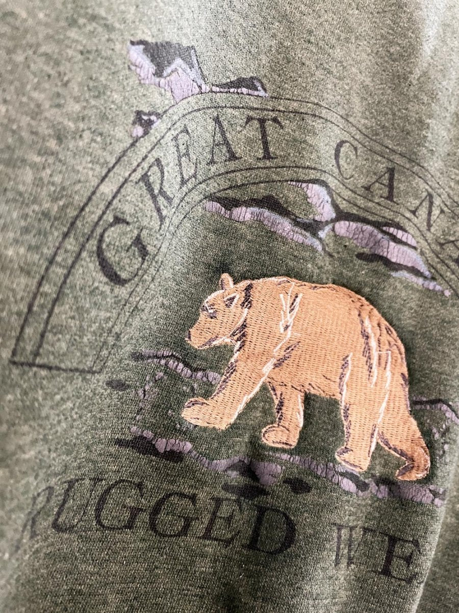 vintage 90s great canadian rugged wear embroidered grizzly sweatshirt - good market thrift store