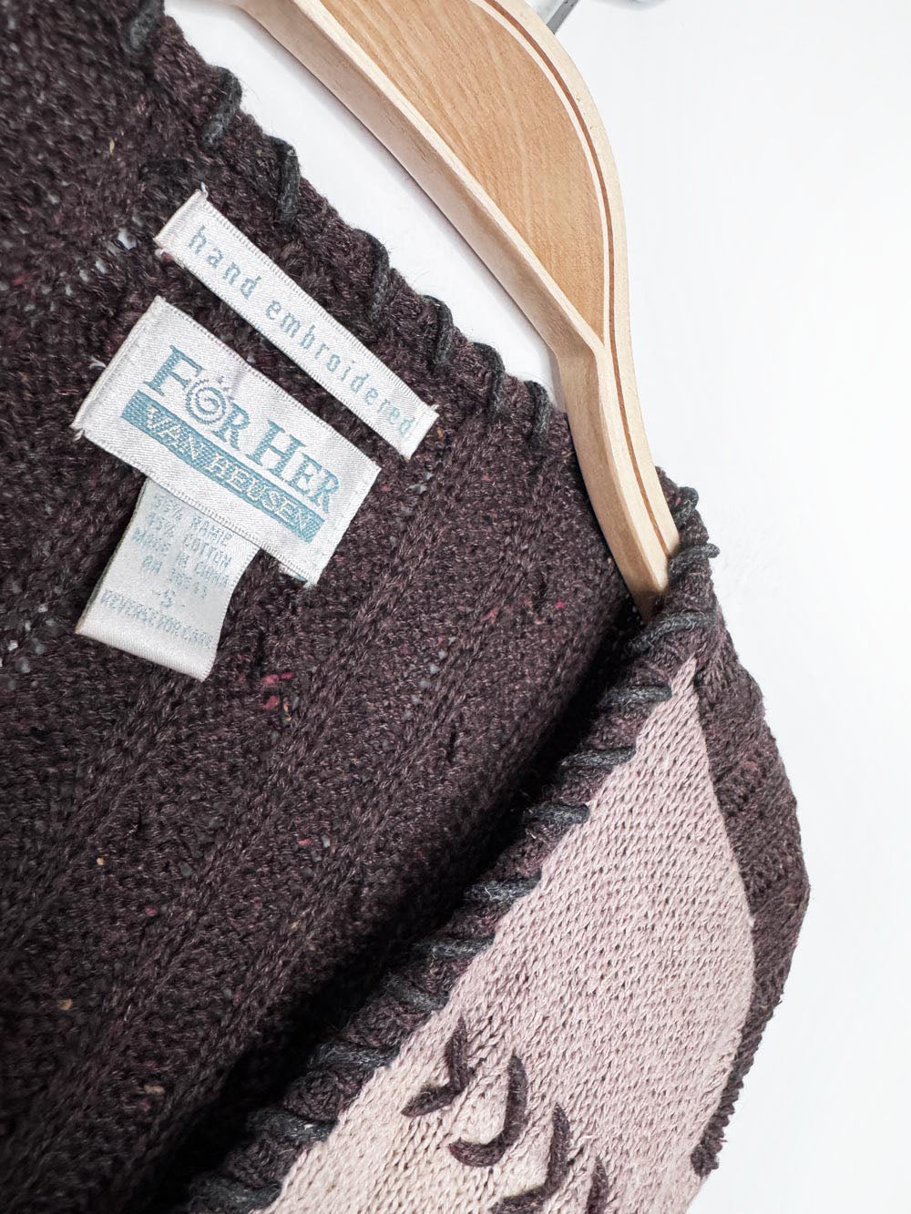 vintage 90s van heusen hand-embroidered oversized patchwork knit cardigan