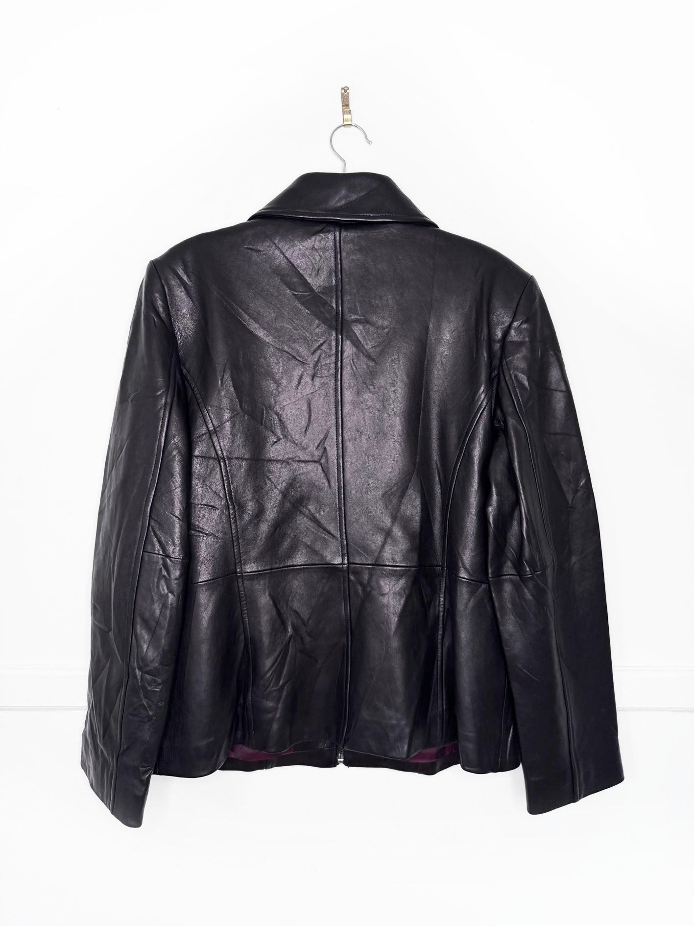 vintage 00s liz claiborne butter leather full zip fitted jacket | lambskin