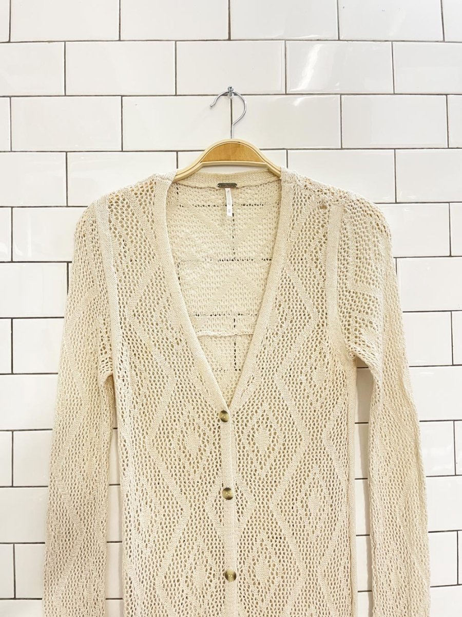 free people crochet full button festival midi dress - good market thrift store