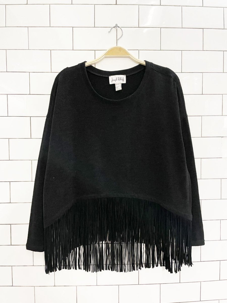 vintage joseph ribkoff fringe hem boxy knit top - good market thrift store