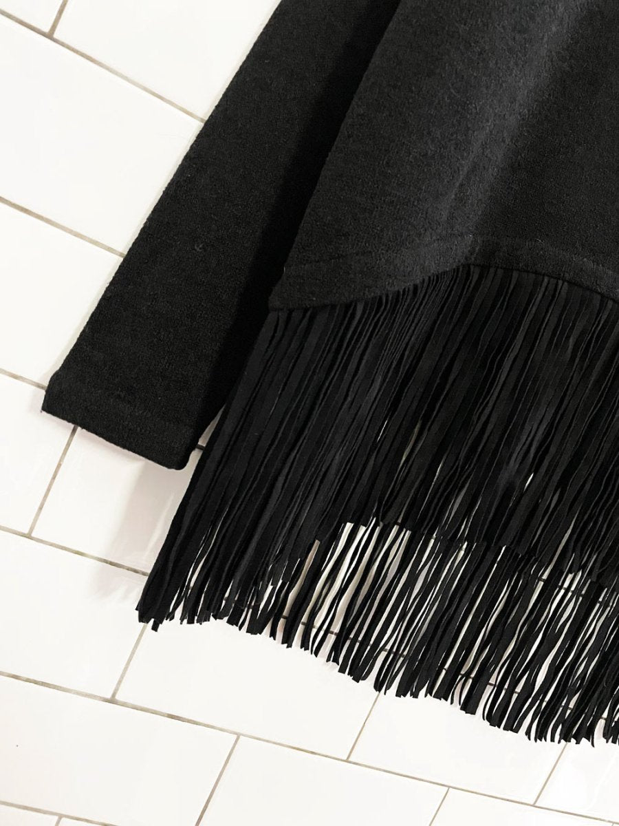 vintage joseph ribkoff fringe hem boxy knit top - good market thrift store