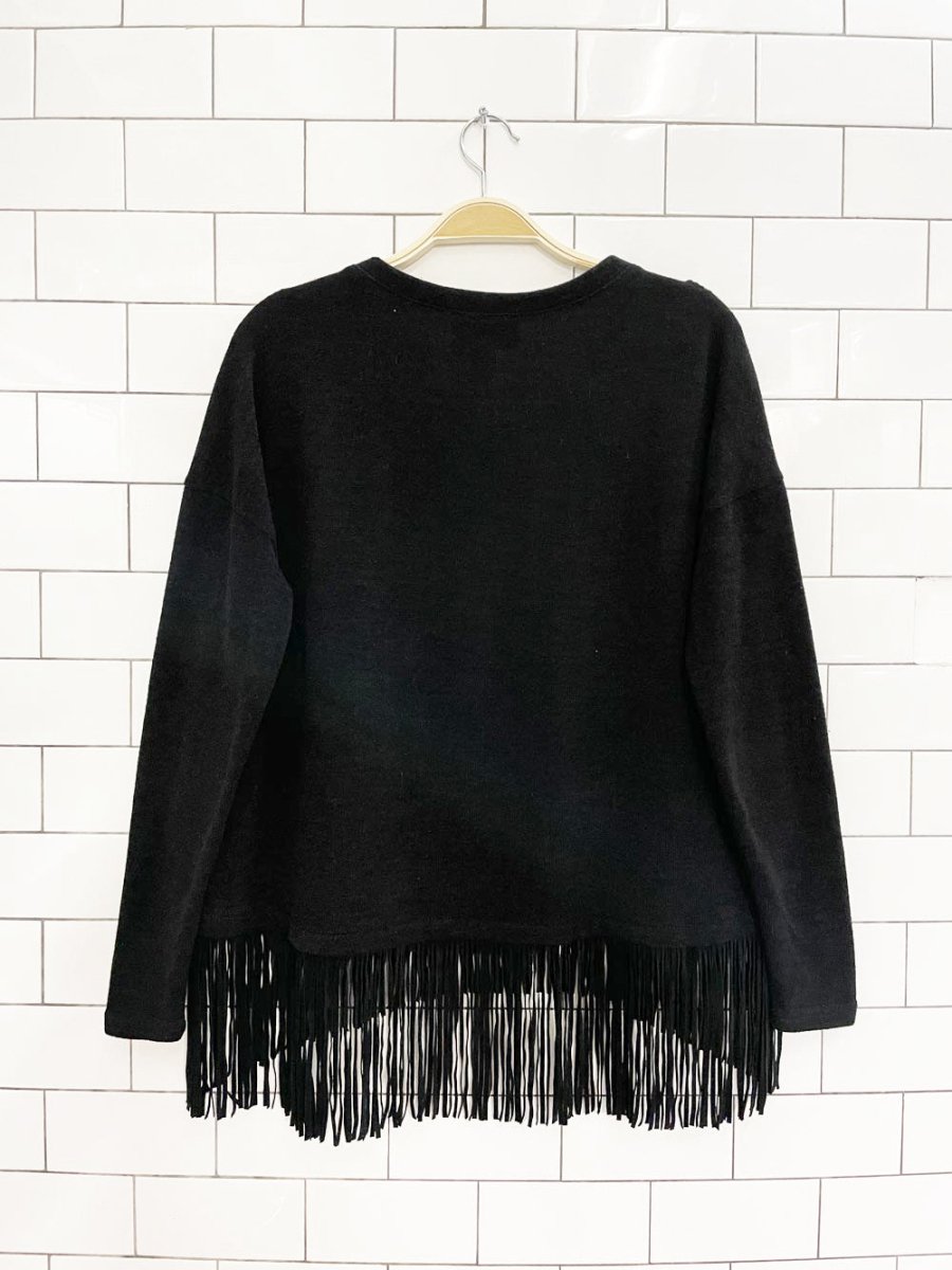 vintage joseph ribkoff fringe hem boxy knit top - good market thrift store