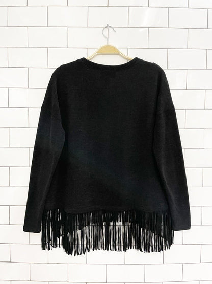 vintage joseph ribkoff fringe hem boxy knit top - good market thrift store
