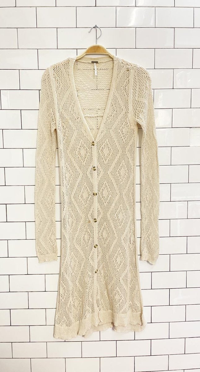 free people crochet full button festival midi dress - good market thrift store