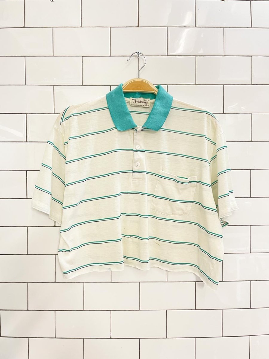 vintage 80s aristocrat striped crop polo - good market thrift store