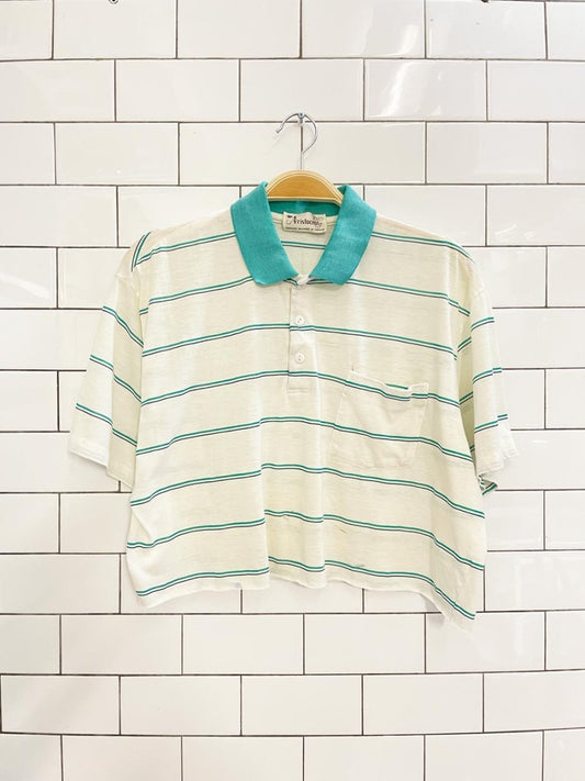 vintage 80s aristocrat striped crop polo - good market thrift store