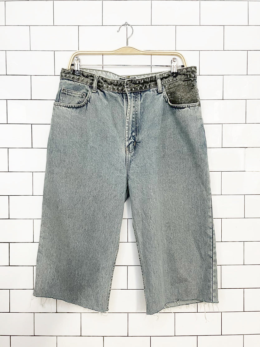 y2k autograph 1888 embroidered long denim shorts | jorts