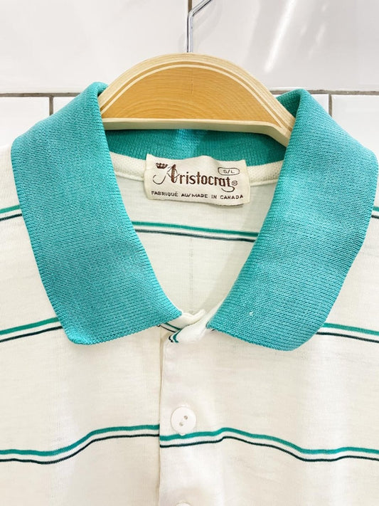vintage 80s aristocrat striped crop polo - good market thrift store