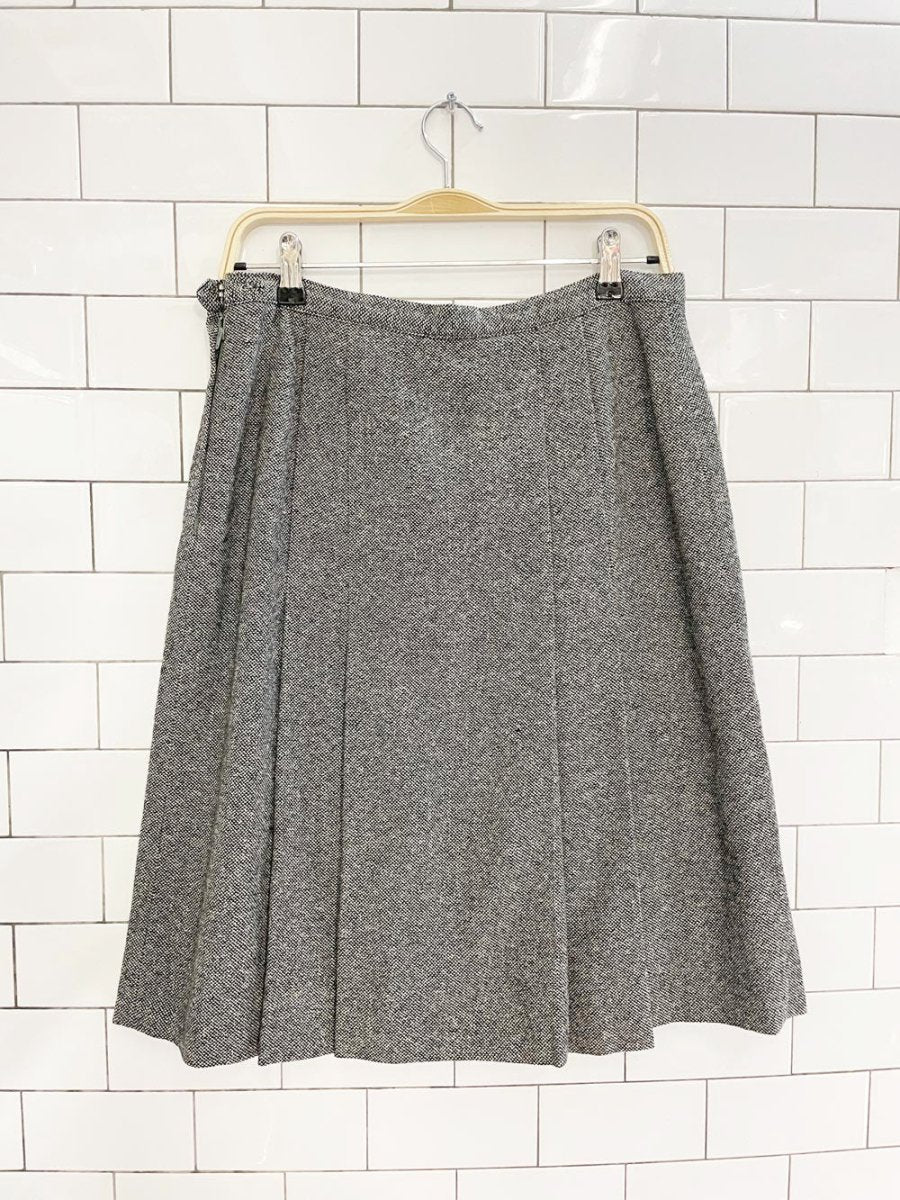 vintage wool tweed pleated mini skirt - good market thrift store
