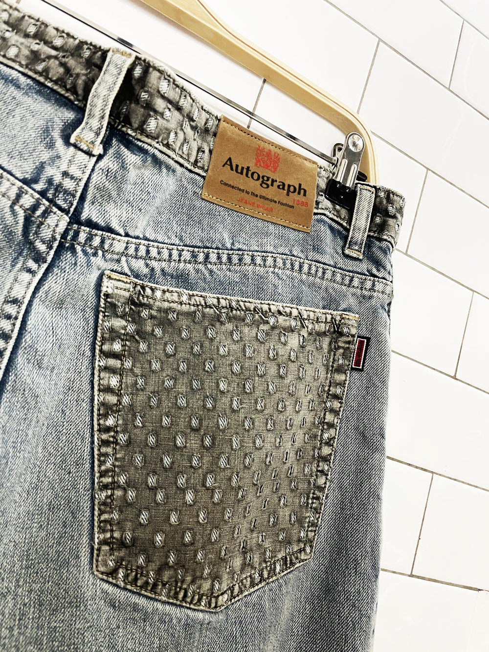y2k autograph 1888 embroidered long denim shorts | jorts
