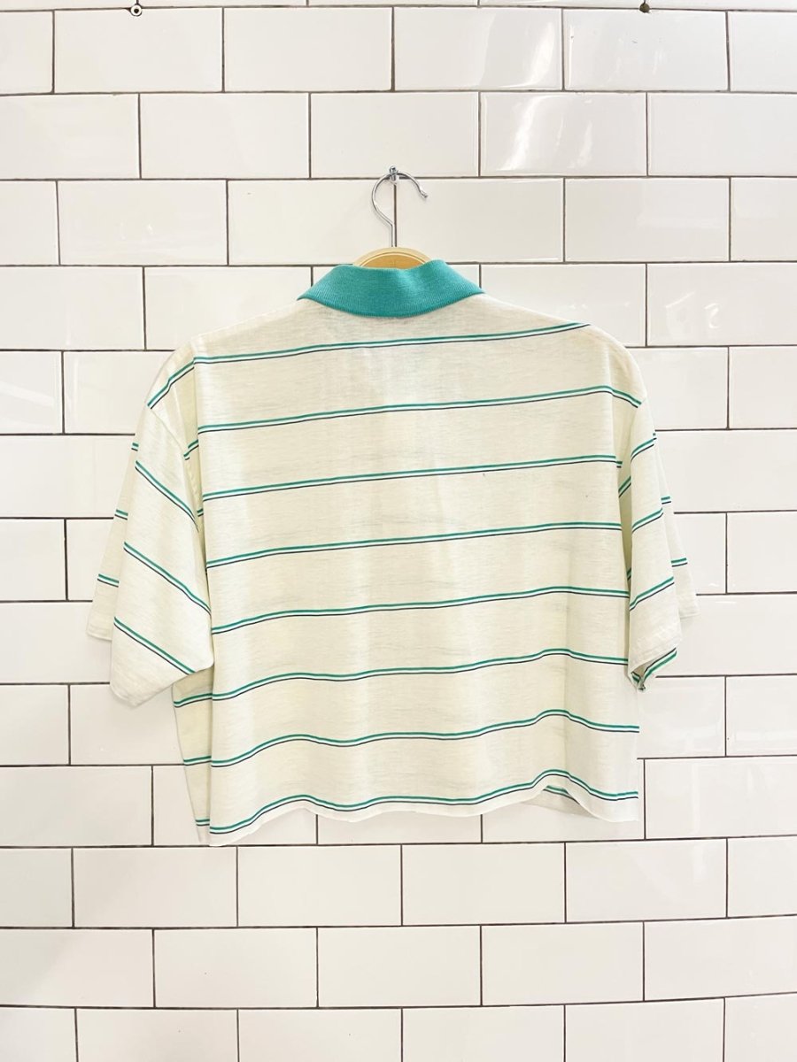 vintage 80s aristocrat striped crop polo - good market thrift store