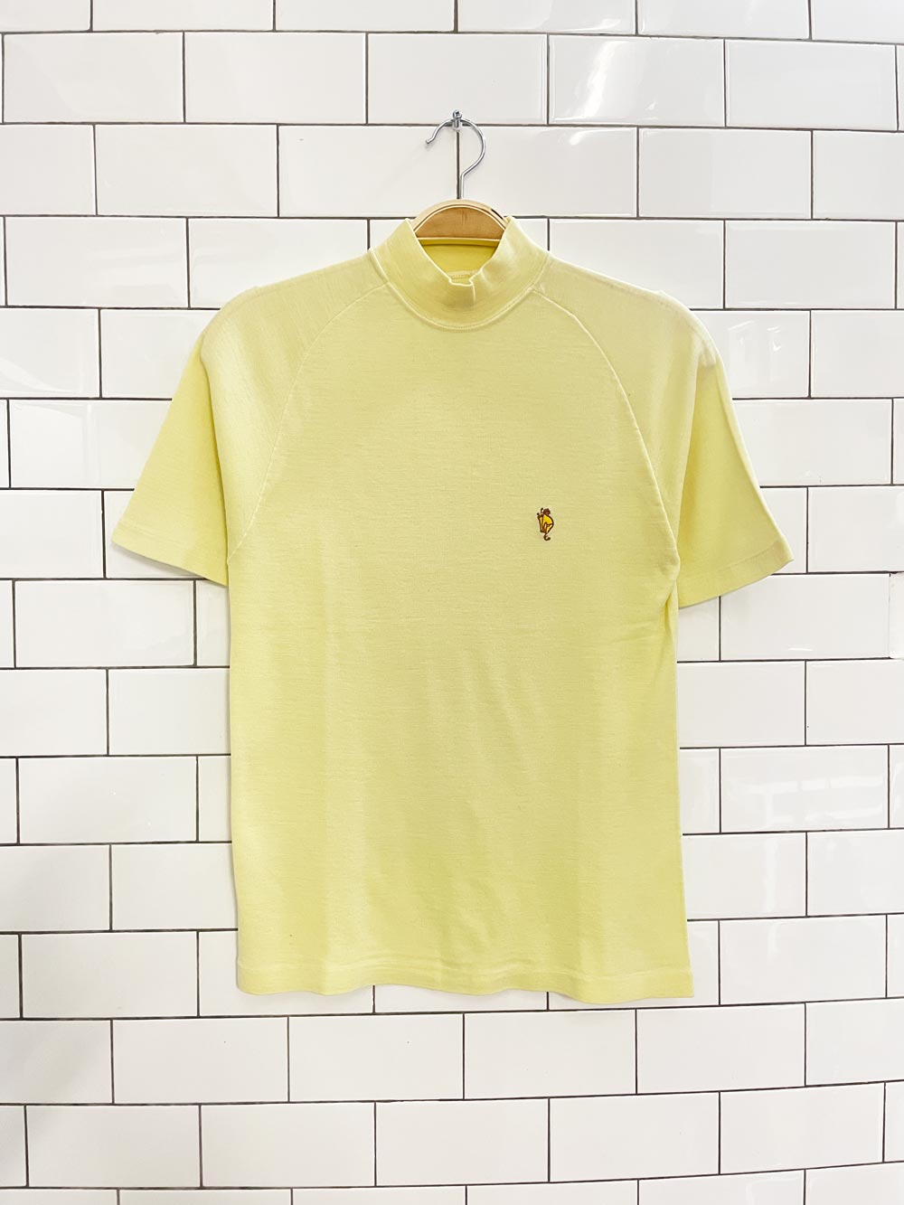 vintage 60s embroidered golf caddy mockneck tee - good market thrift store