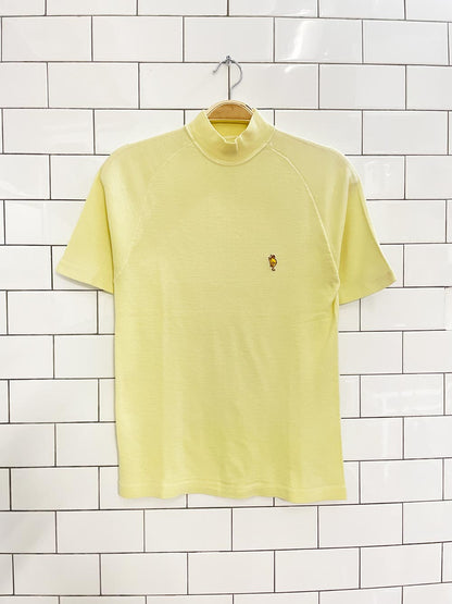 vintage 60s embroidered golf caddy mockneck tee - good market thrift store