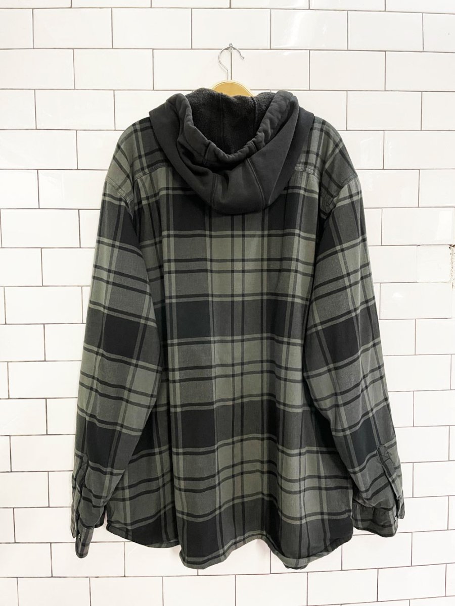carthartt relaxed fit hooded fleece lined flannel shirt jacket - good market thrift store