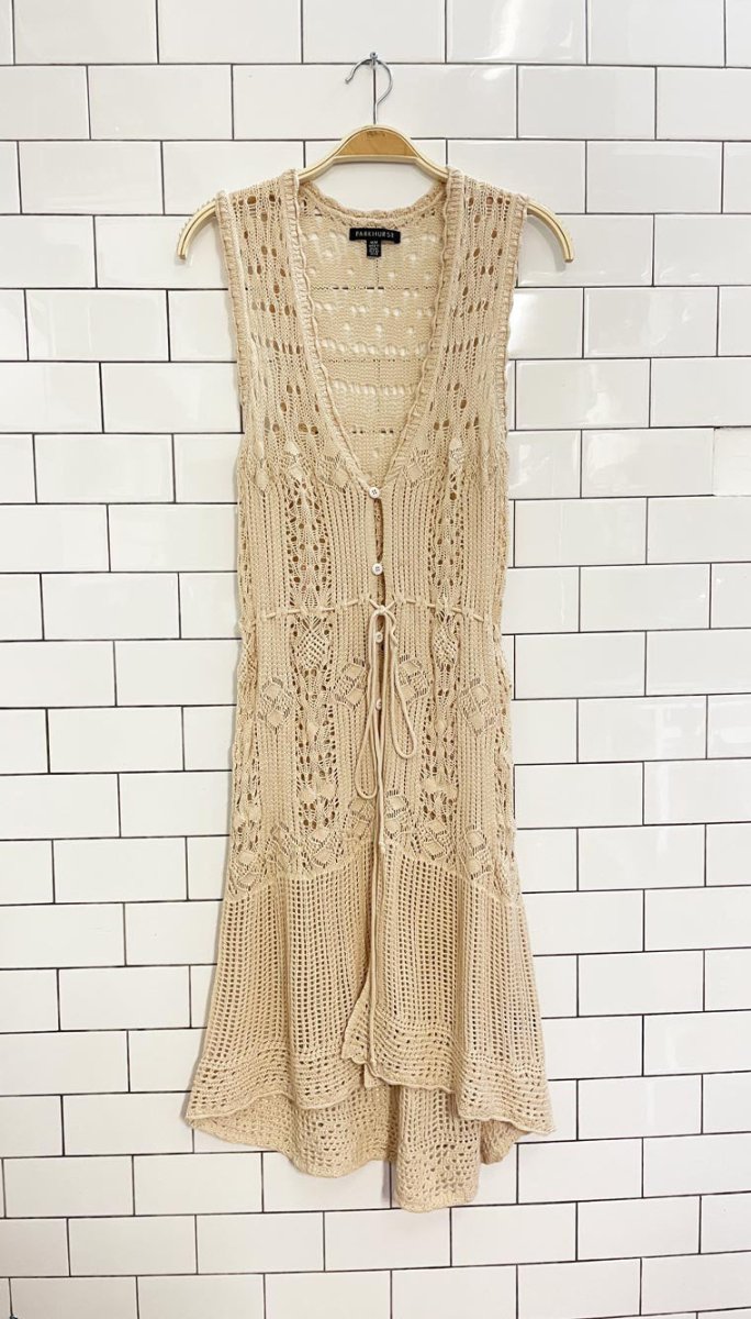 vintage 00s parkhurst crochet knit midi dress - good market thrift store