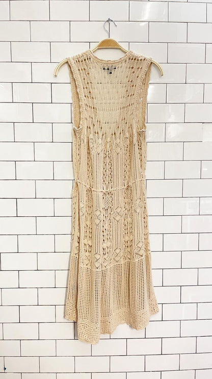 vintage 00s parkhurst crochet knit midi dress - good market thrift store