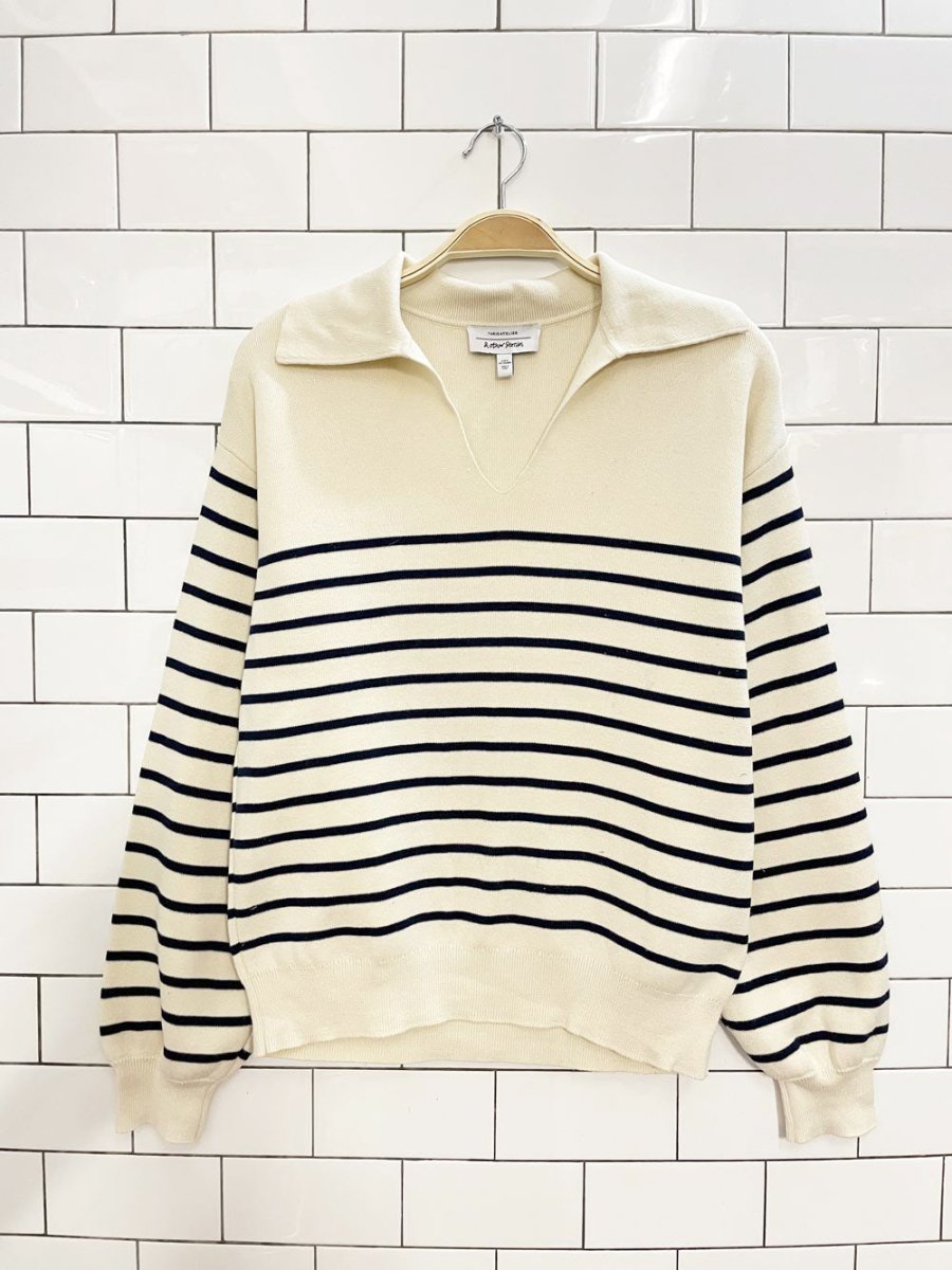 & other stories collared sailor stripe relaxed knit sweater - good market thrift store