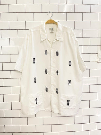 y2k 725 originals tikki pocket camp shirt - good market thrift store