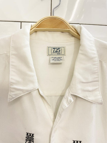 y2k 725 originals tikki pocket camp shirt - good market thrift store