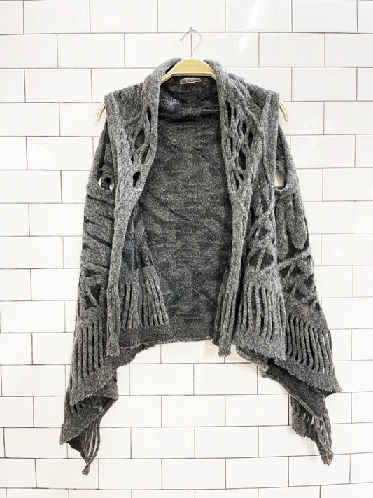 le streghe wool - blend art loose knit waterfall open vest - good market thrift store