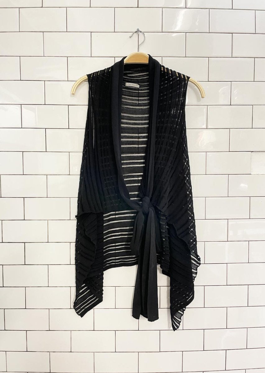 sarah pacini tie front mesh knit vest - good market thrift store