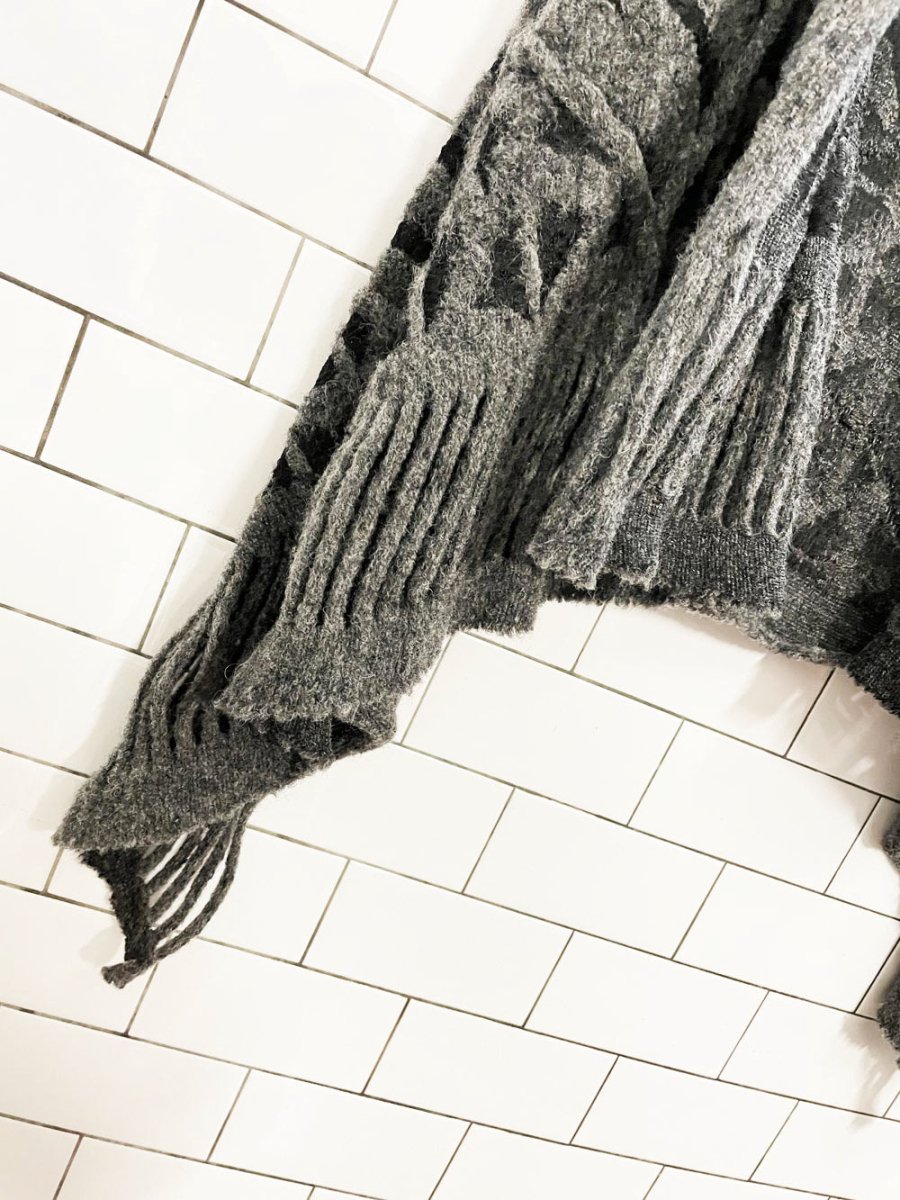 le streghe wool - blend art loose knit waterfall open vest - good market thrift store