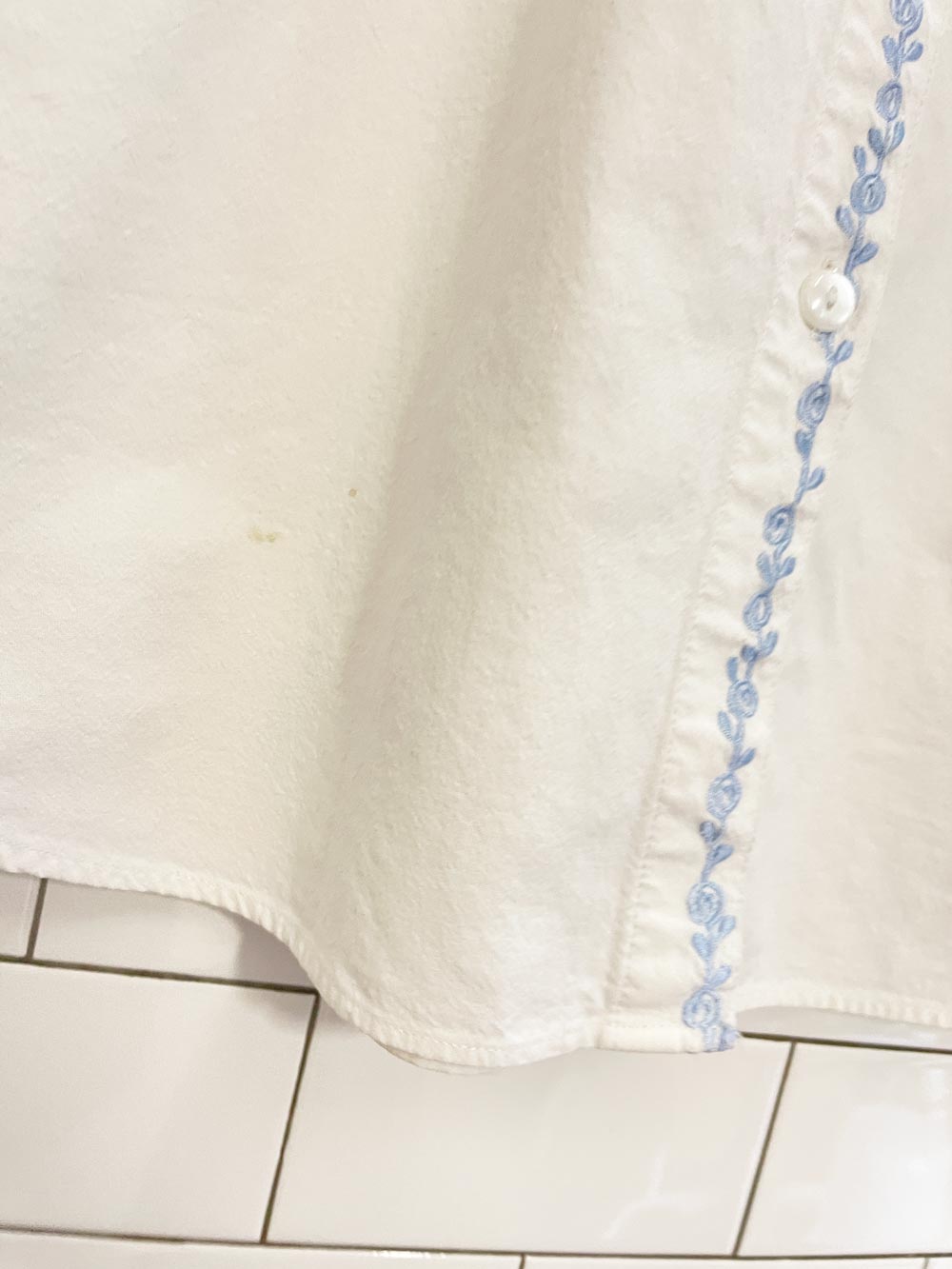 vintage 90s dolly denim embroidered collar shirt - good market thrift store