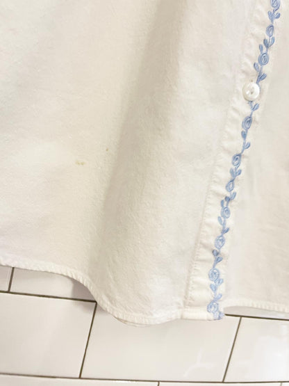 vintage 90s dolly denim embroidered collar shirt - good market thrift store