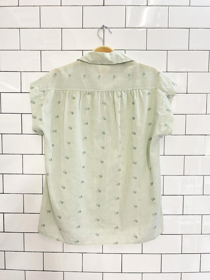 vintage 70s vayola floral eyelet sleeveless shirt - good market thrift store