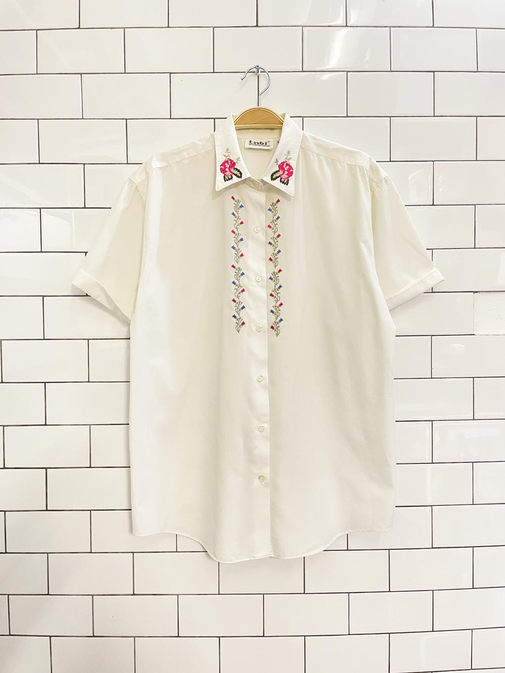 vintage 90s tabi embroidered floral shirt - good market thrift store