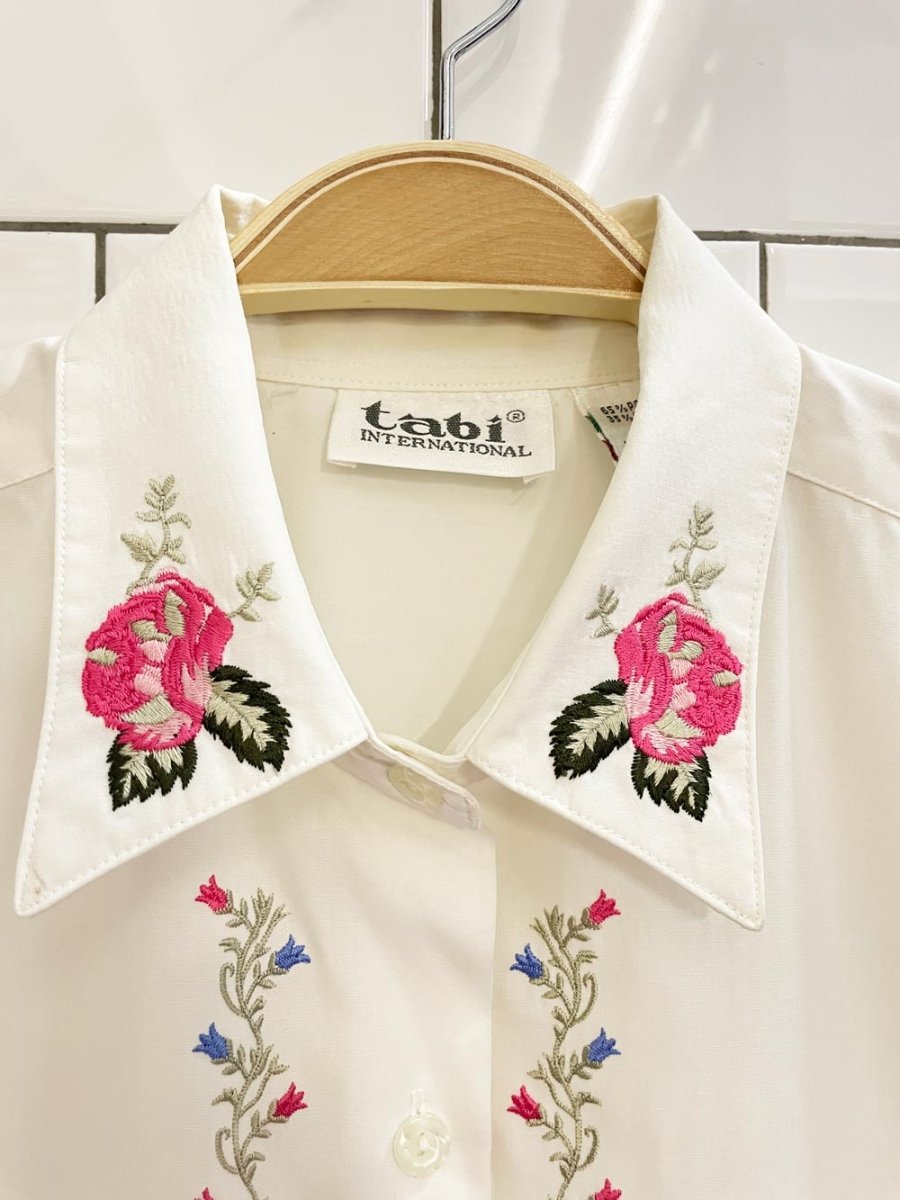 vintage 90s tabi embroidered floral shirt - good market thrift store