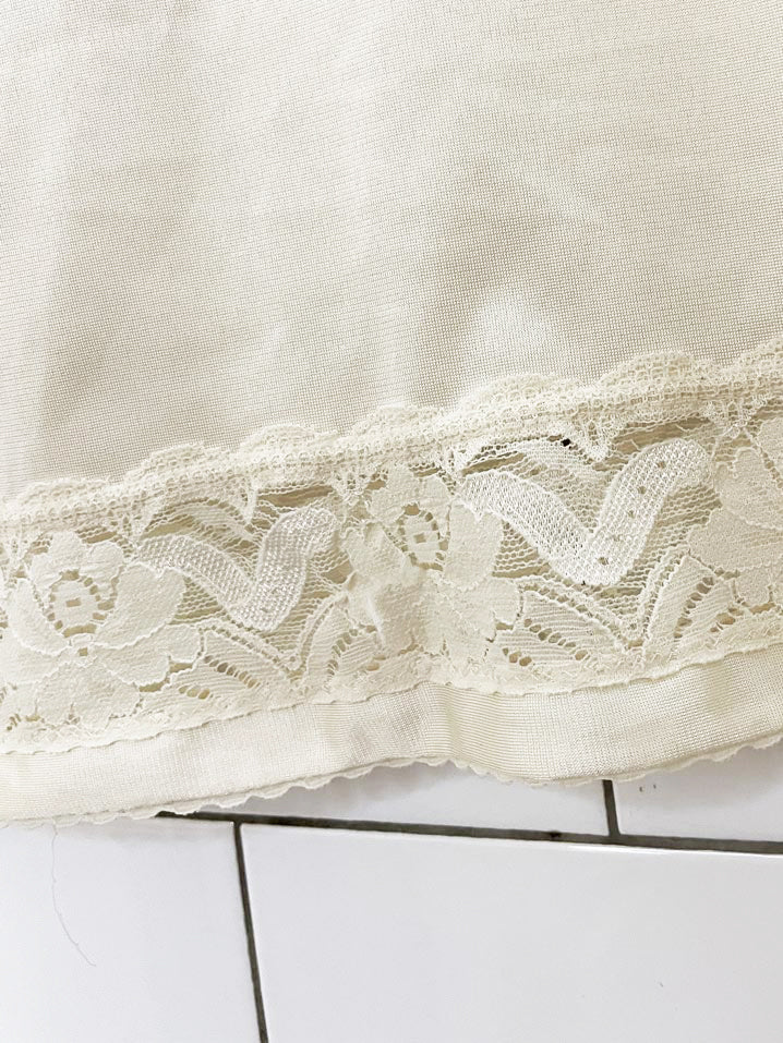 vintage jc penney lace trim sateen mini slip skirt
