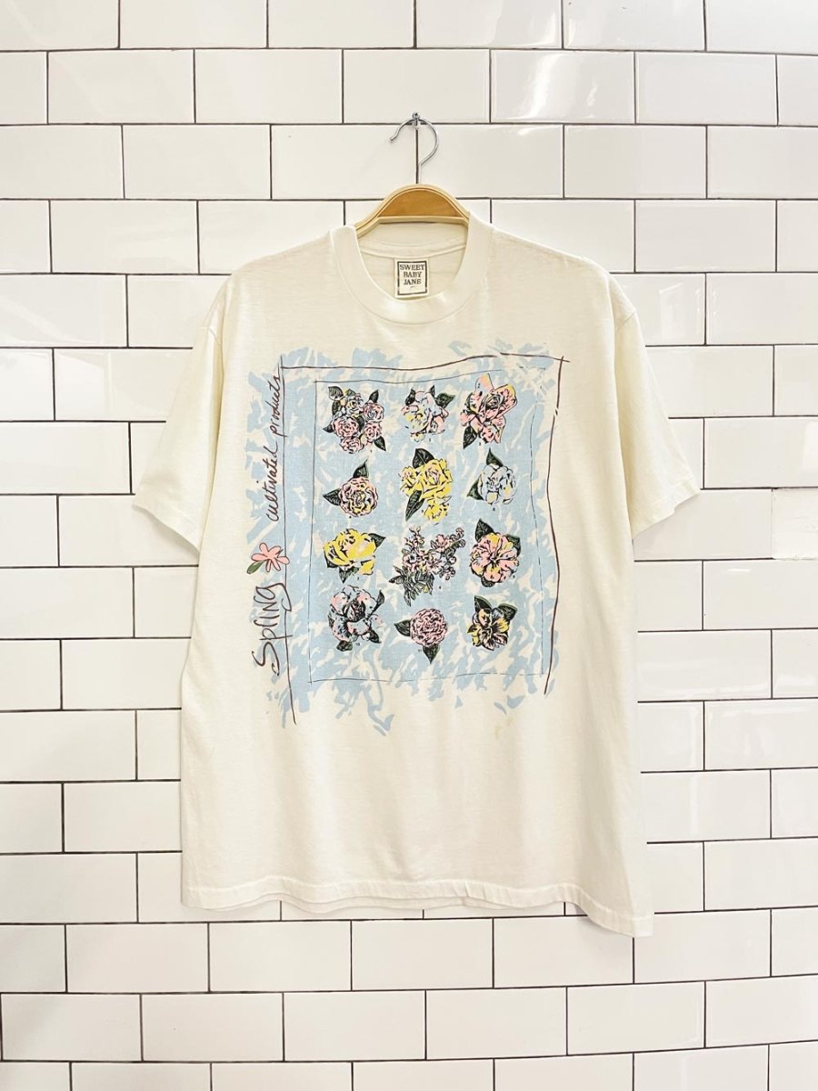 vintage 80s sweet baby jane spring garden graphic tee - good market thrift store
