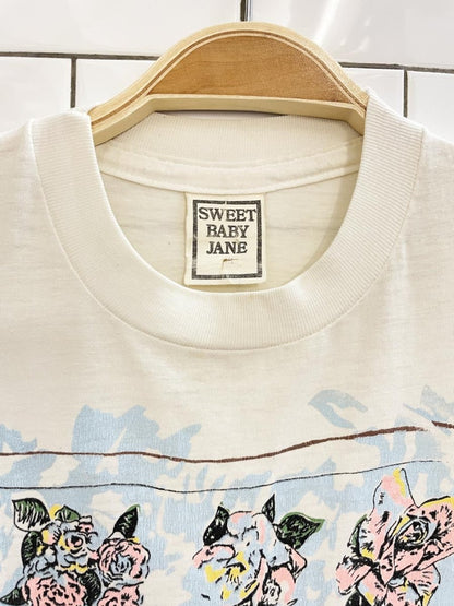 vintage 80s sweet baby jane spring garden graphic tee - good market thrift store