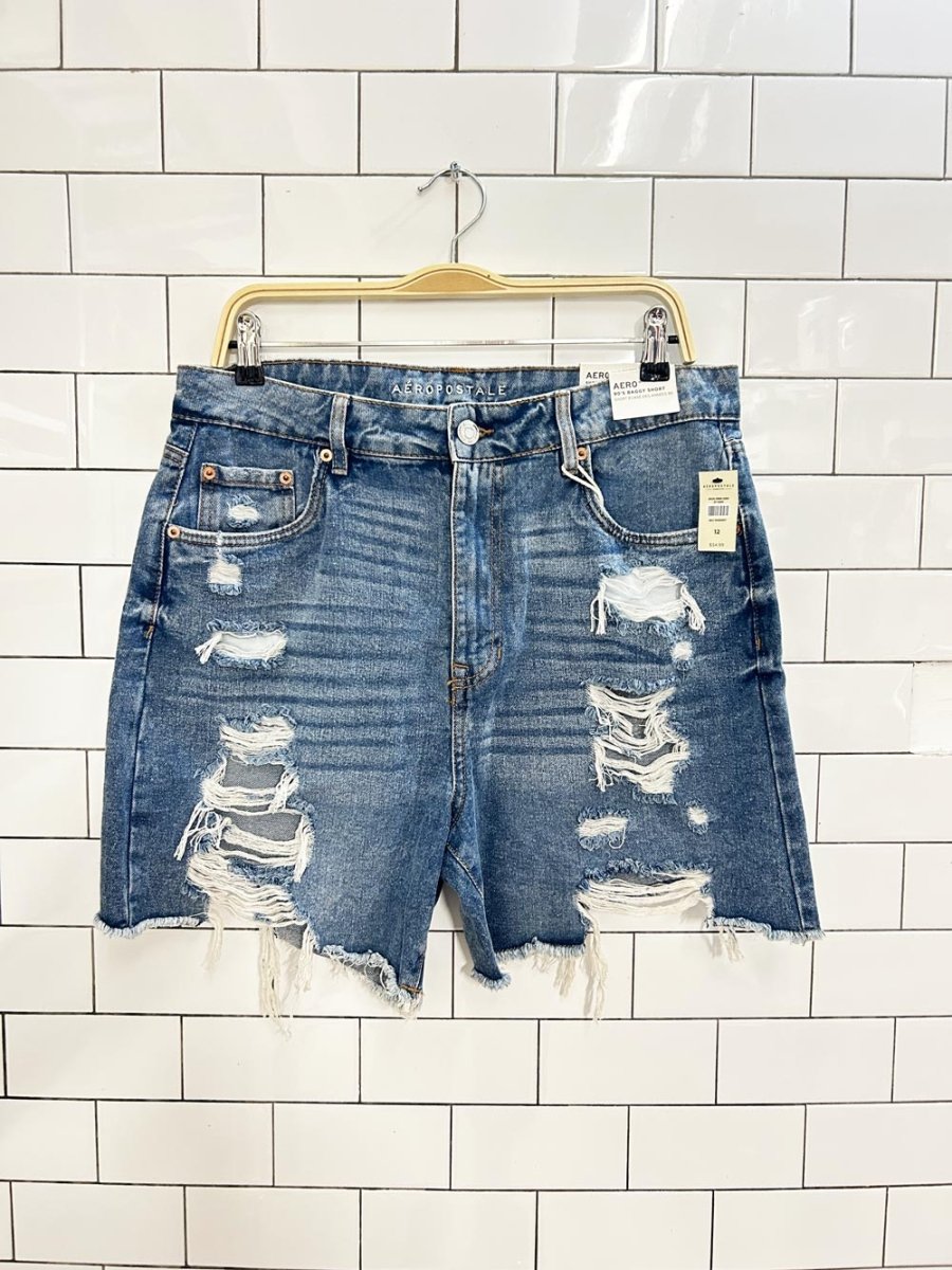 nwt aero postal 90s baggy distressed denim shorts - good market thrift store